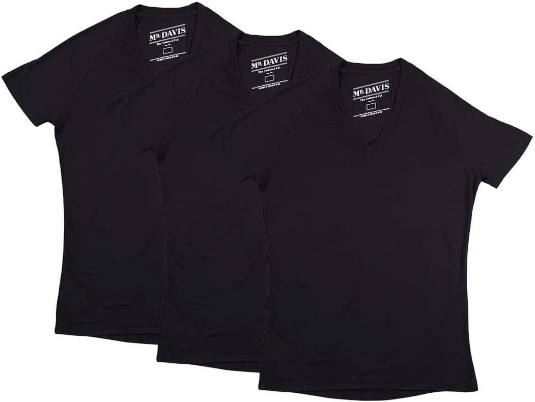 Mr. Davis Comfort Fit Premium Bamboo Viscose Tailored Cut Stylish V Neck Men's Undershirt 3 Pack