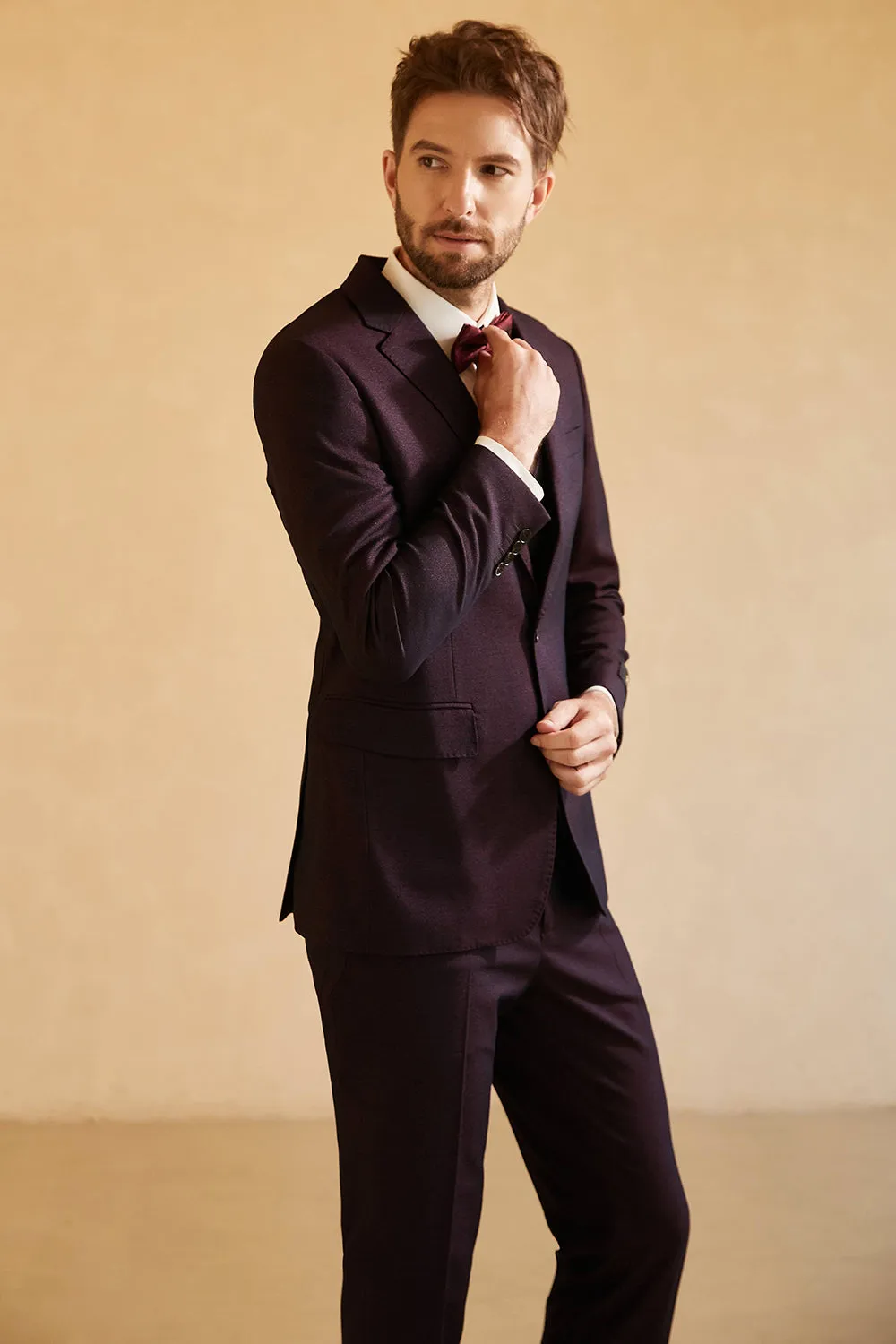 Notched Lapel Single Button Blazer for Men Wedding