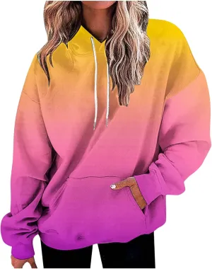 Oversized Hoodies for Women 2023 Fashion Fall Fleece Sweatshirts Tie Dye Long Sleeve Drawstring Hooded Pullover