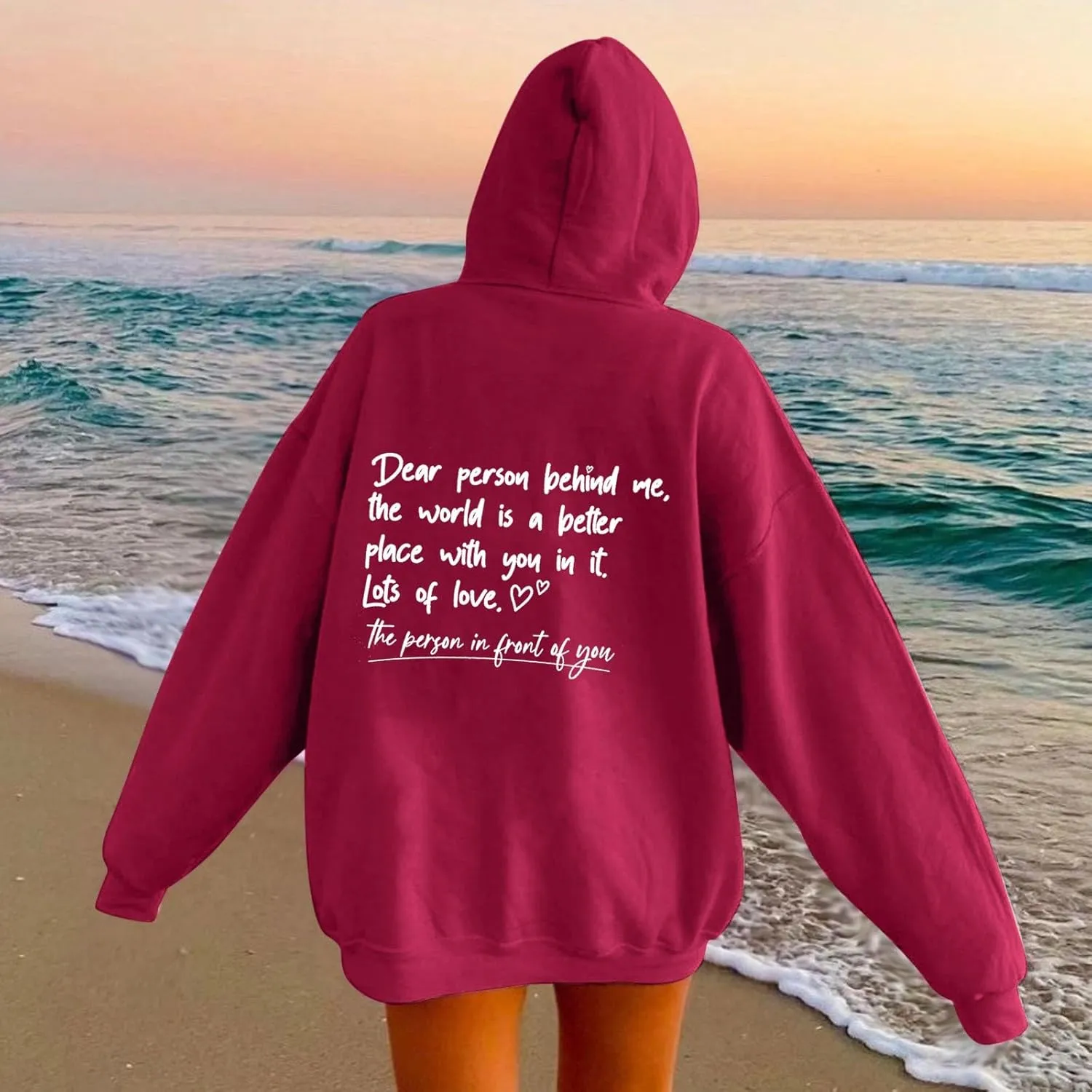 Oversized Hoodies for Women Fleece Casual Long Sleeve Letter Graphic Print Hoodie Sweatshirts Drawstring Pullover Pocket