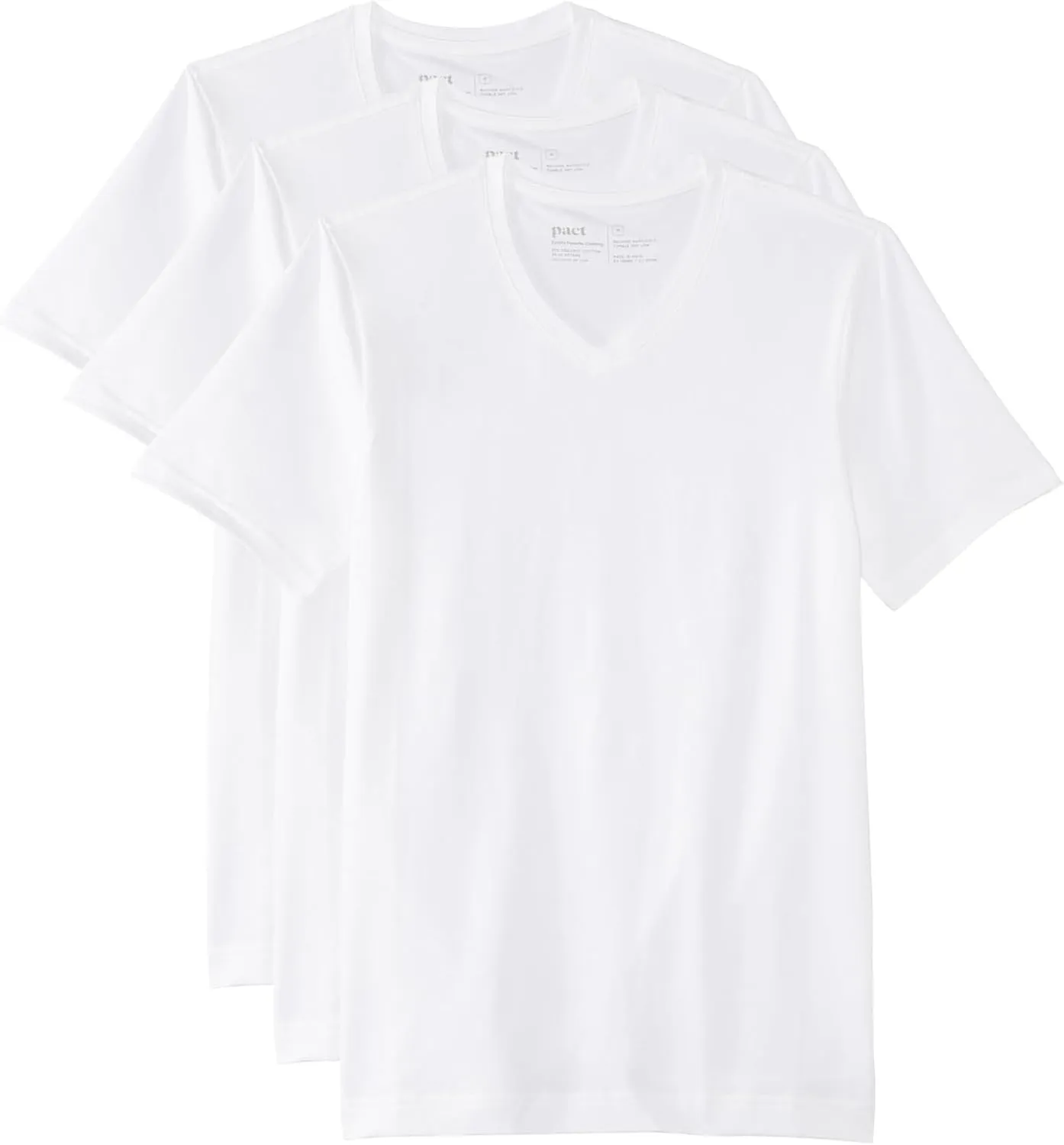 Pact Cool-Stretch V-Neck Undershirt 3-Pack - T-Shirt for Men - V-Neckline - Short Sleeves - Straight Hemline
