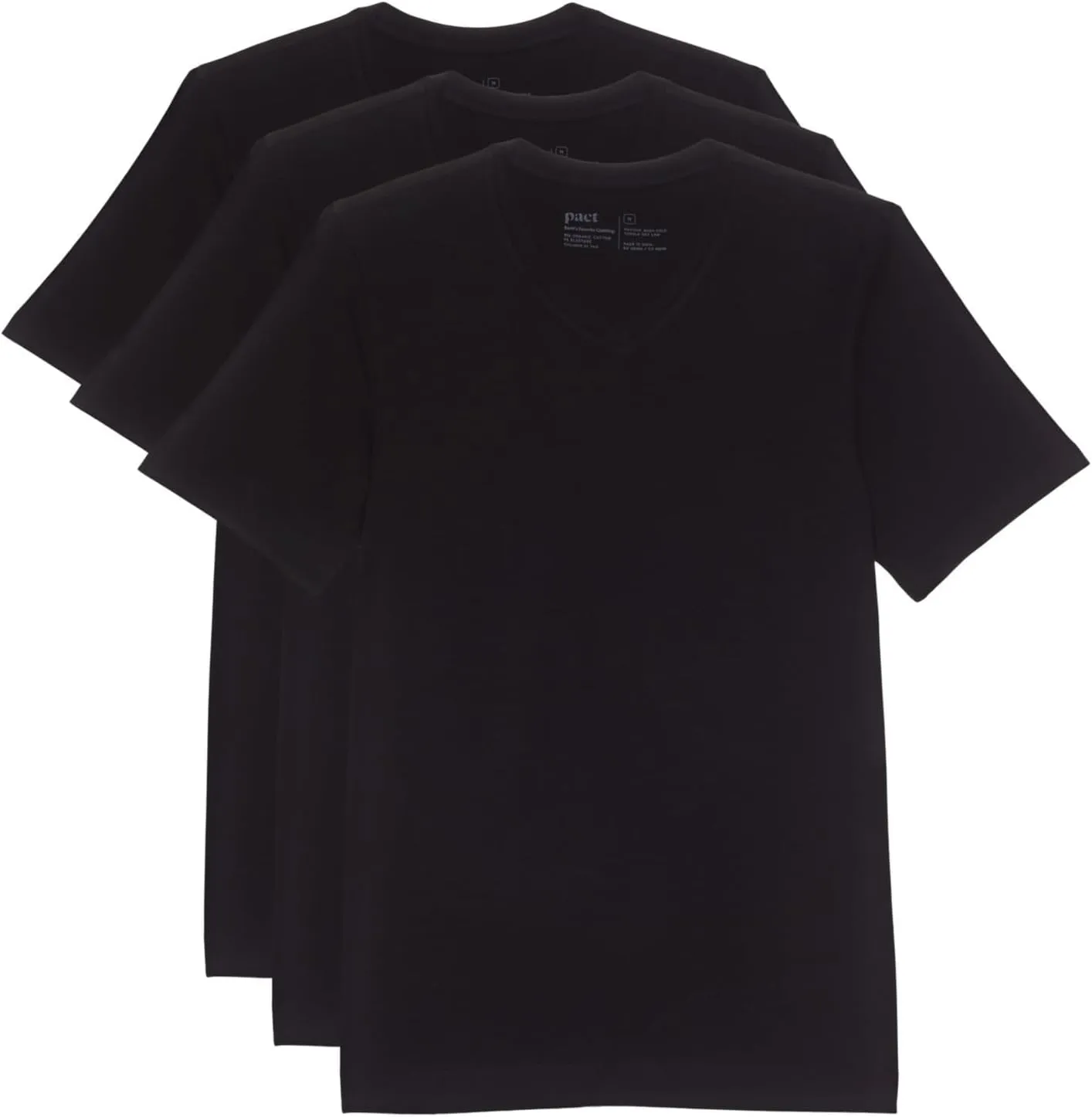 Pact Cool-Stretch V-Neck Undershirt 3-Pack - T-Shirt for Men - V-Neckline - Short Sleeves - Straight Hemline
