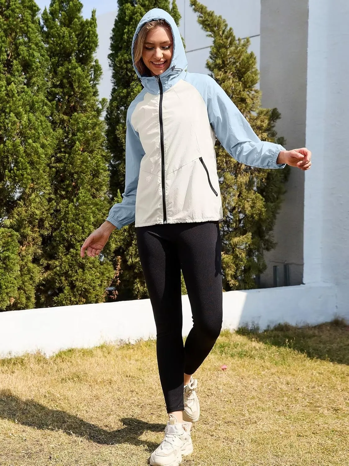 PITINAN Packable Rain Jacket Women Waterproof Lightweight Rain Coats for Women with Hood Outdoor Windbreaker Jacket S-XXL