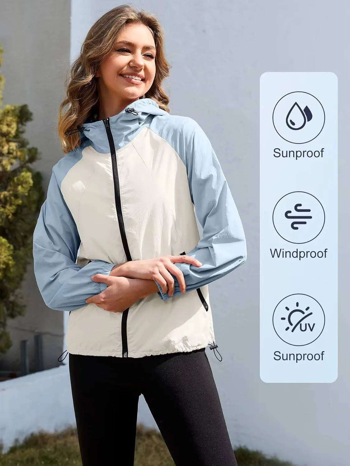 PITINAN Packable Rain Jacket Women Waterproof Lightweight Rain Coats for Women with Hood Outdoor Windbreaker Jacket S-XXL