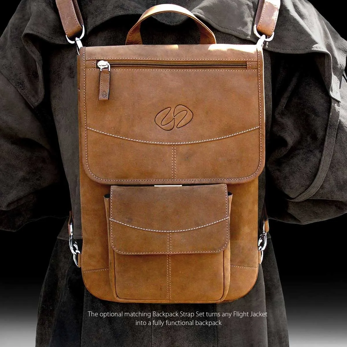 Premium Leather Backpack Strap Set