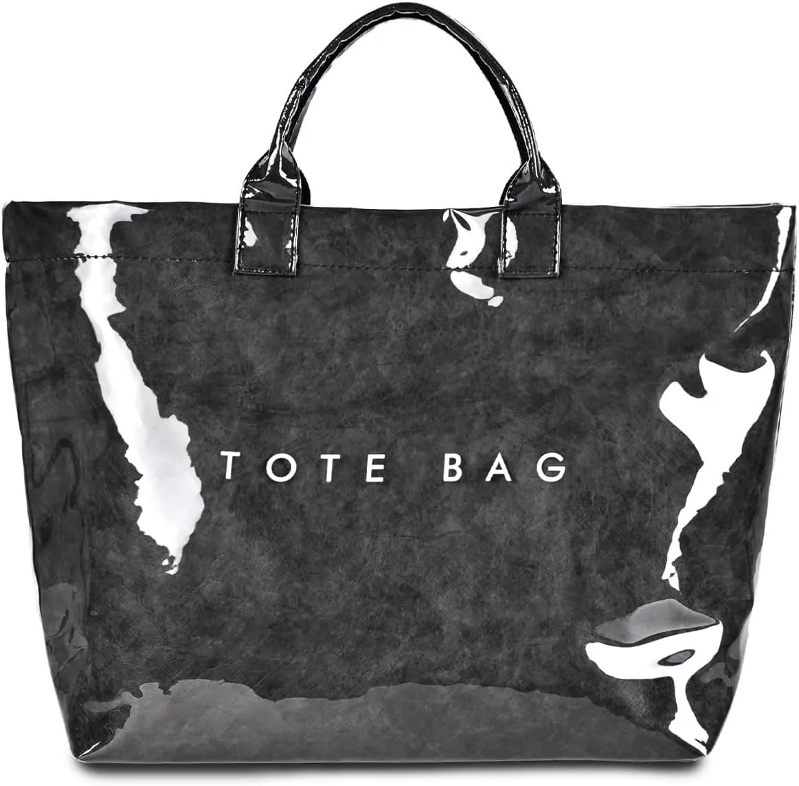 PVC Tote Bag for Women Large Capacity Fashion Kraft Paper Tote Bags with Letter Print Work Tote Bag Shopping Hobo Bag