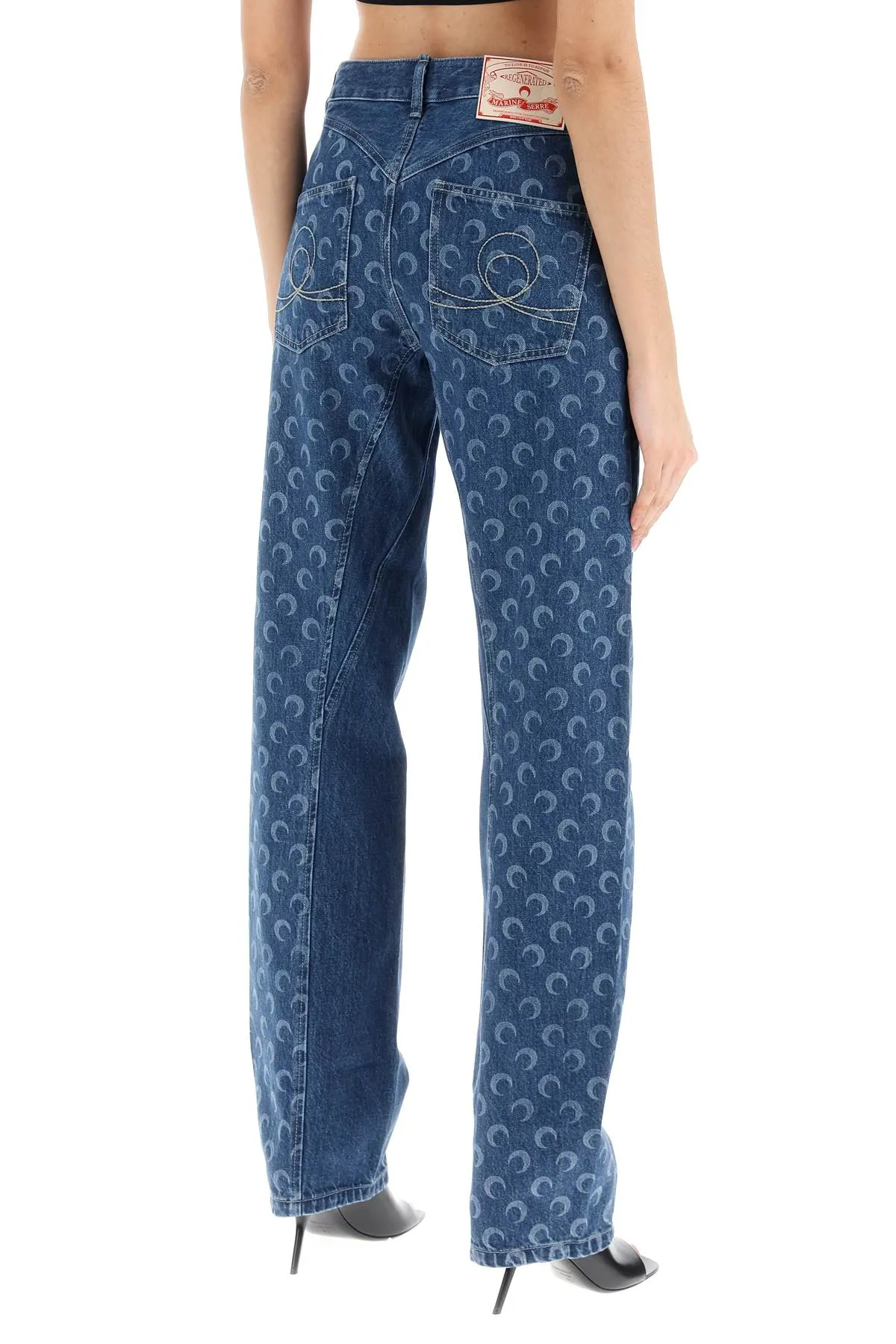 "regenerated denim moon all over jeans