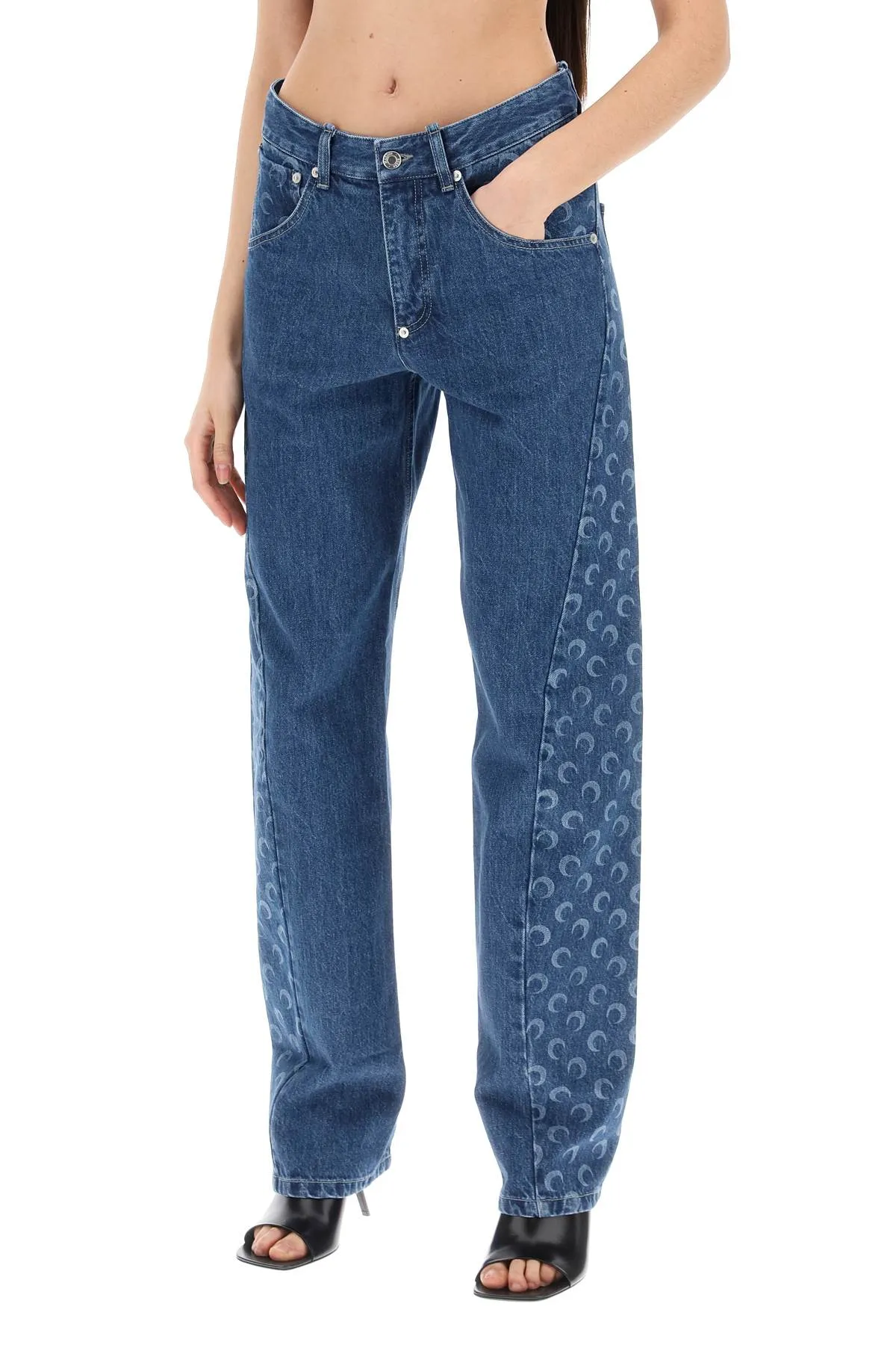 "regenerated denim moon all over jeans