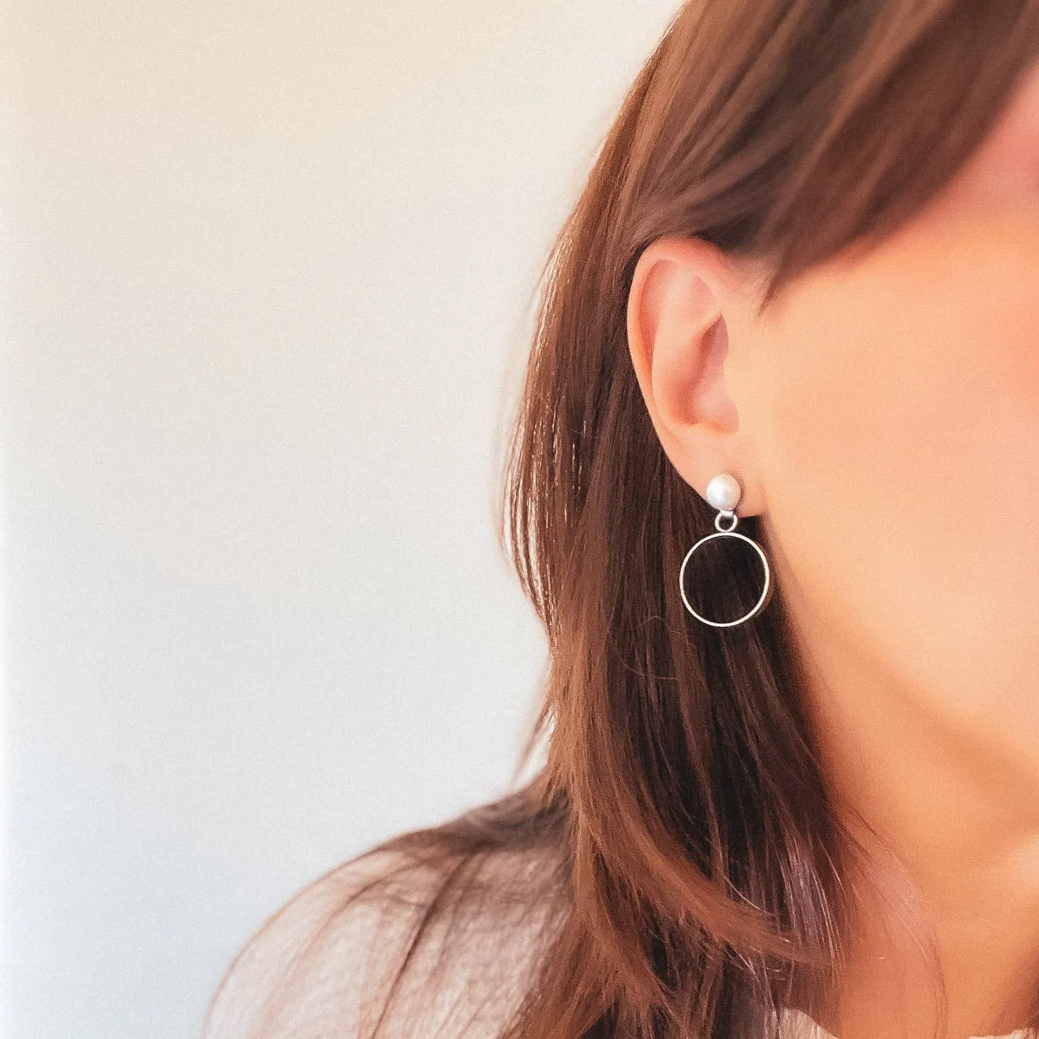 Raquel Paiz Pearl Circle Earrings