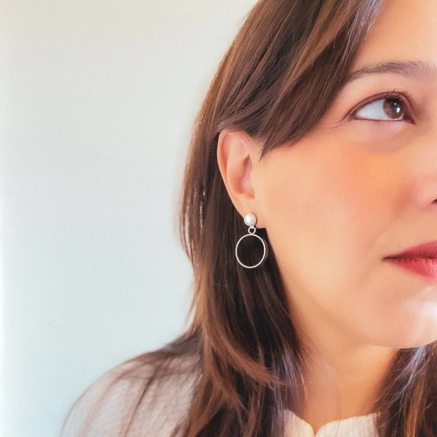 Raquel Paiz Pearl Circle Earrings