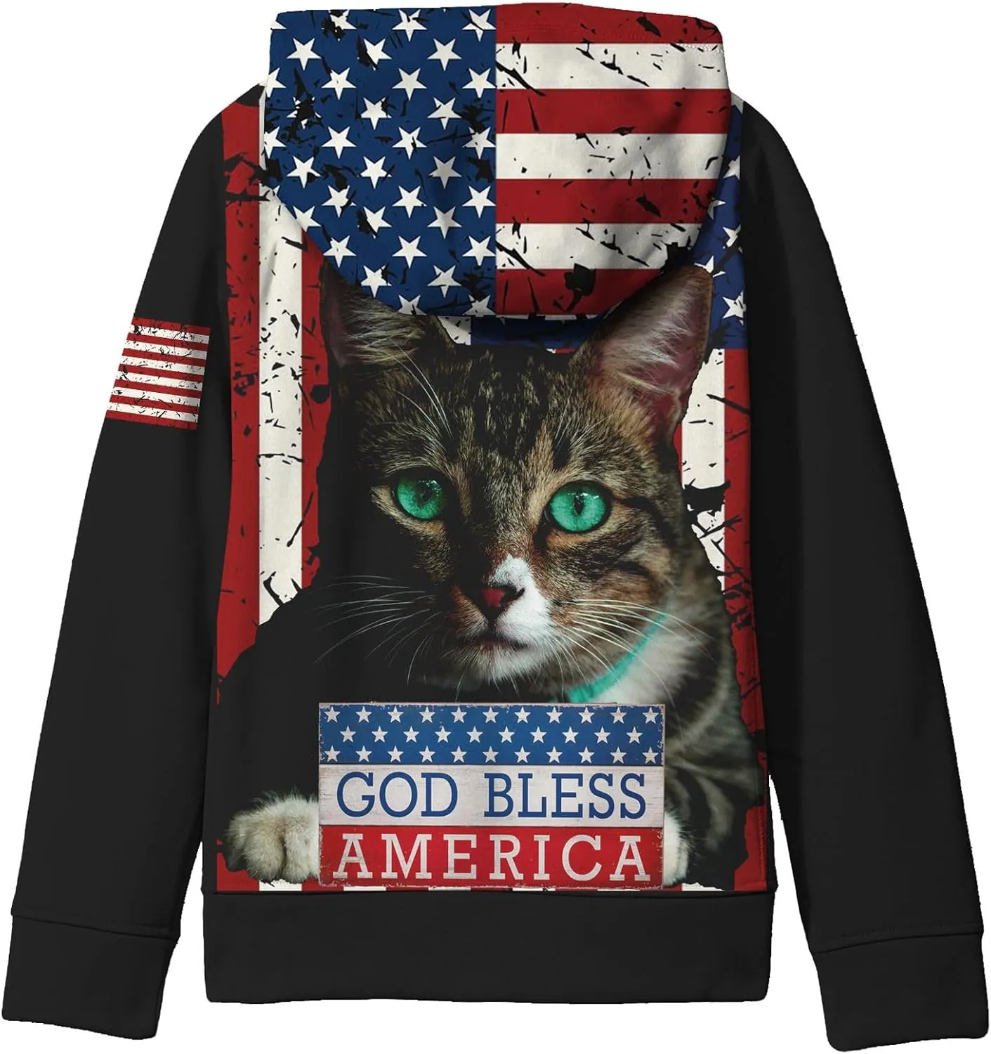 SAYM Boy's USA American Flag Patriotic Fleece lining Pullover Hoodies