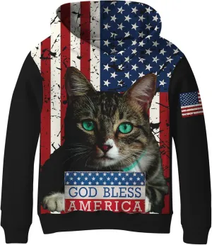SAYM Boy's USA American Flag Patriotic Fleece lining Pullover Hoodies
