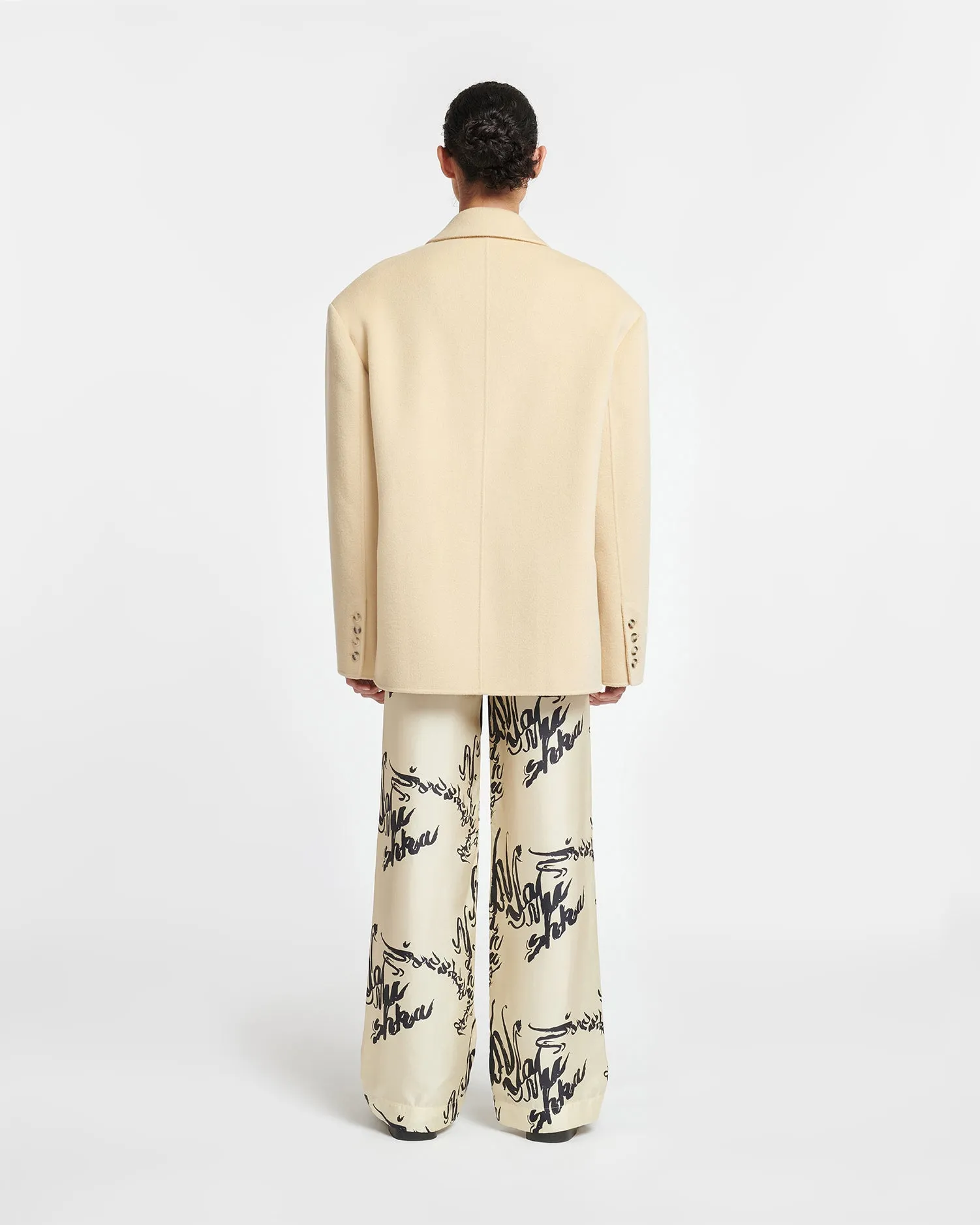 Sea - Double Wool And Silk Blend Boxy Blazer - Creme