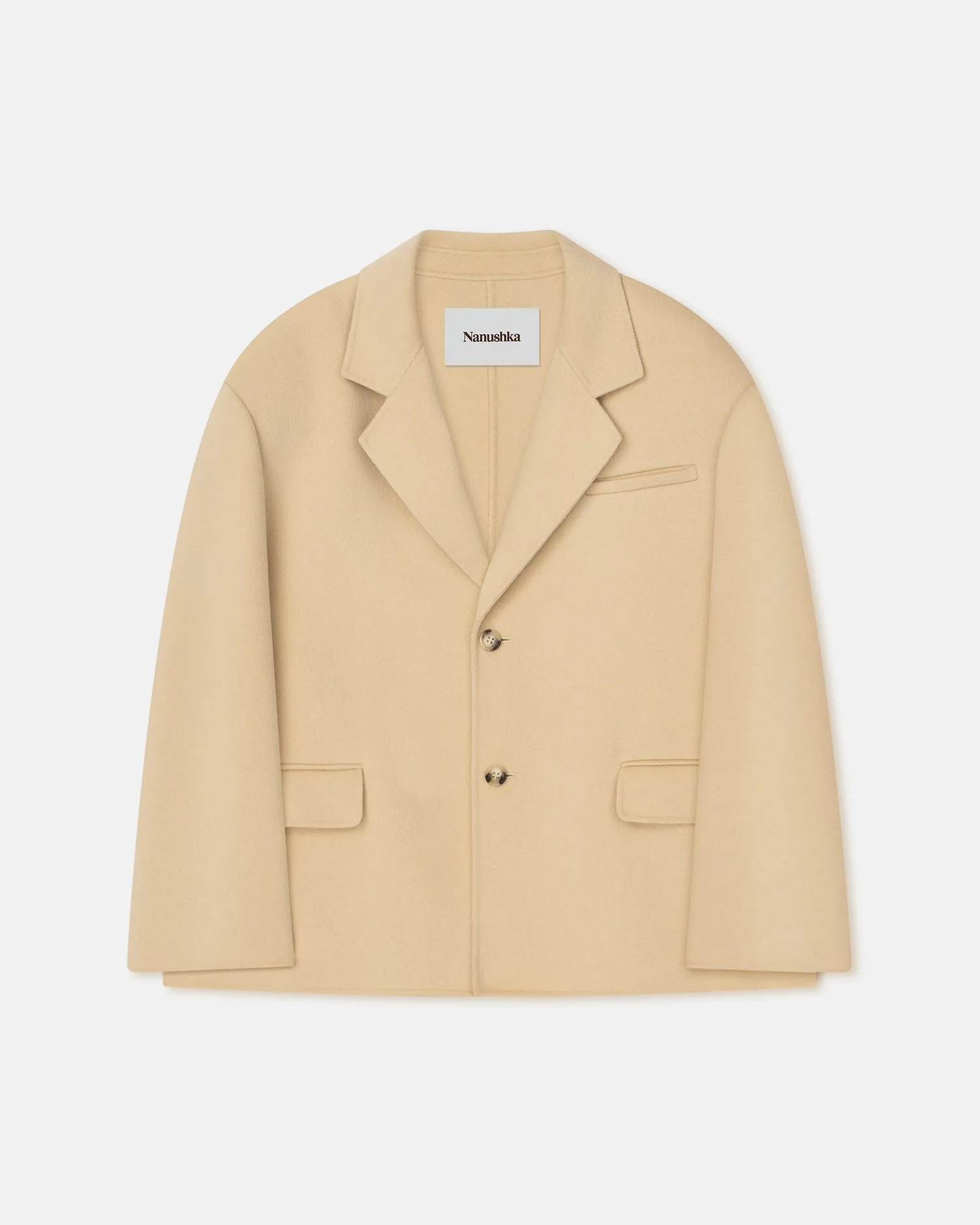 Sea - Double Wool And Silk Blend Boxy Blazer - Creme