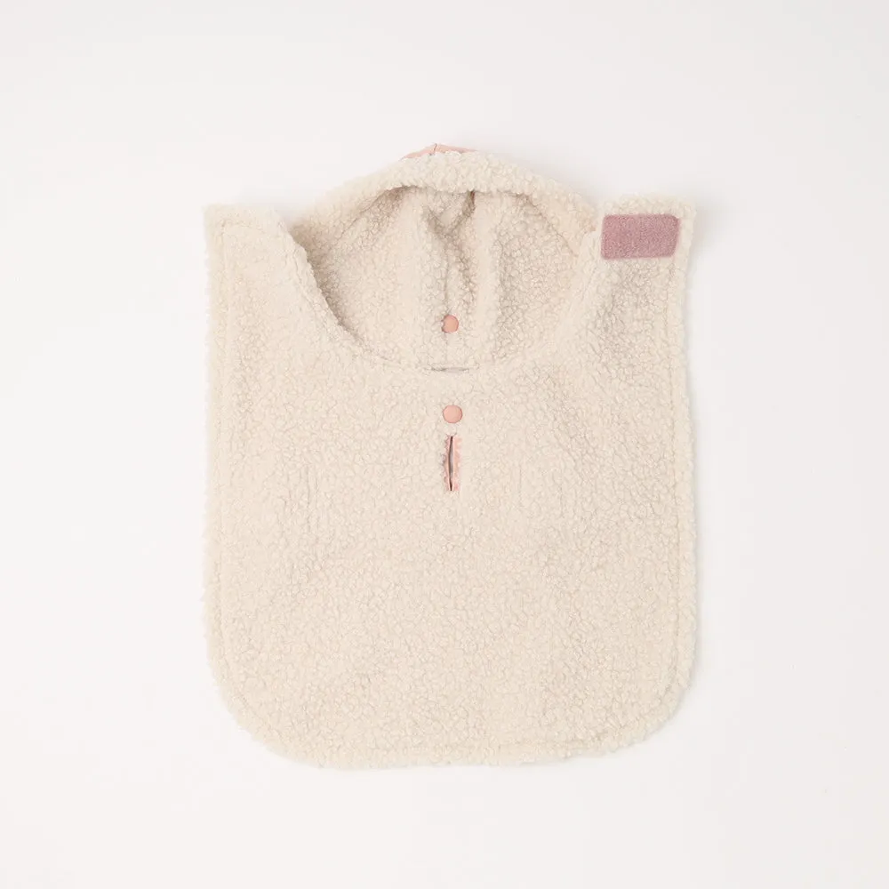 sherpa style cape coat with hood - beige