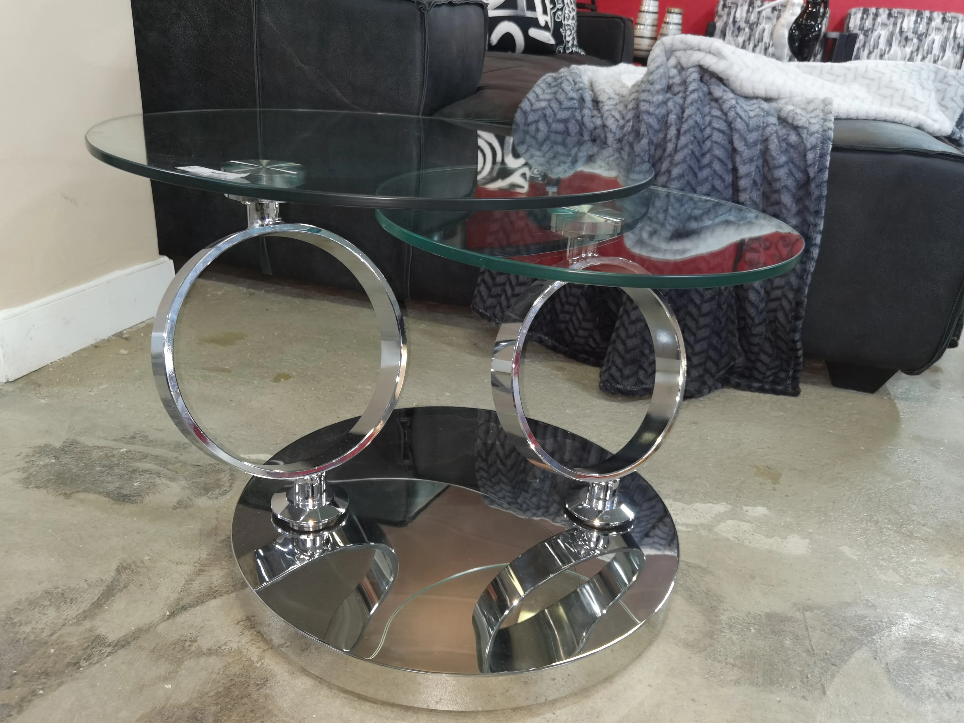Silver stainless Steel Swivel Coffee Table