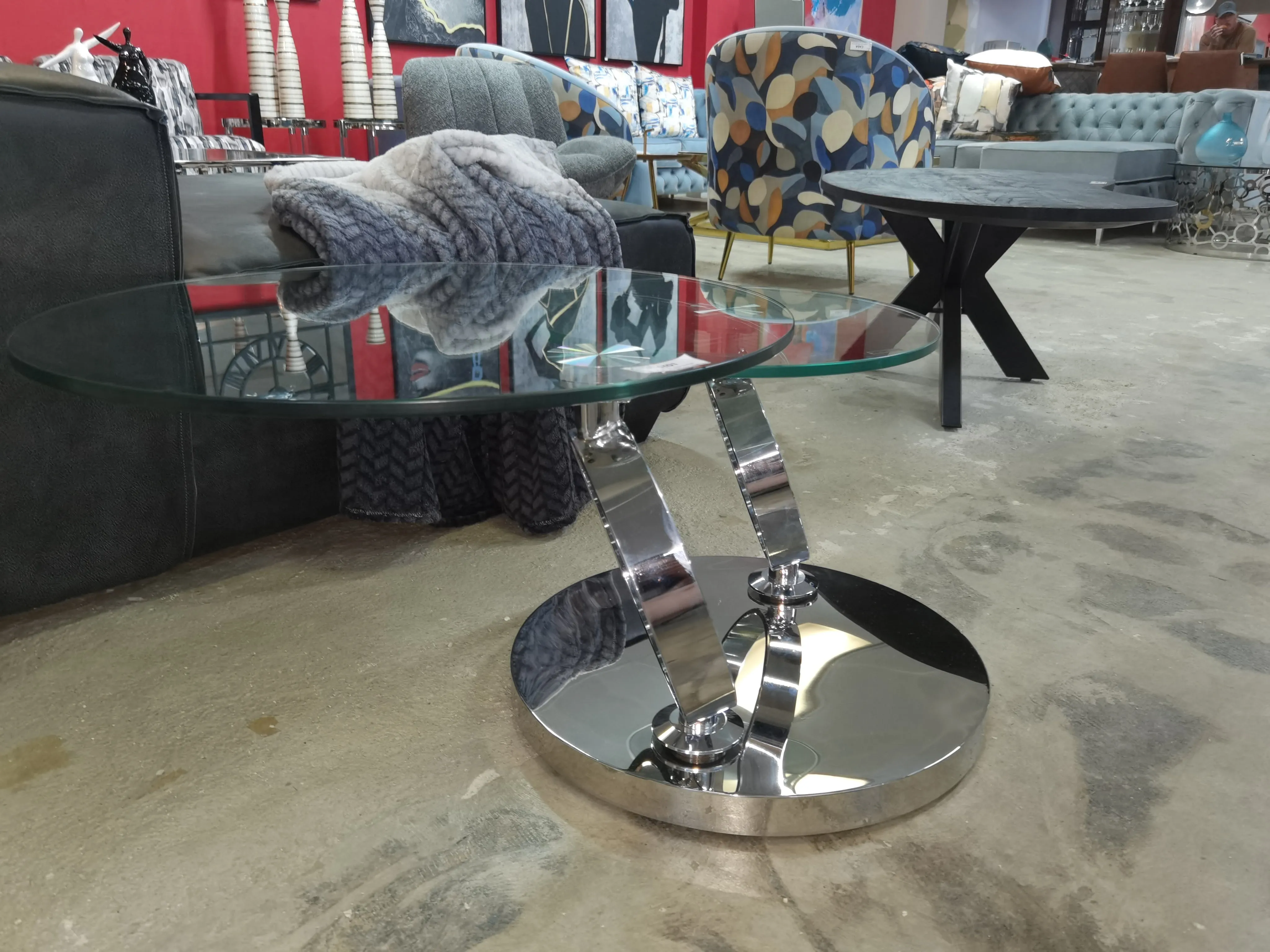 Silver stainless Steel Swivel Coffee Table