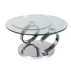 Silver stainless Steel Swivel Coffee Table