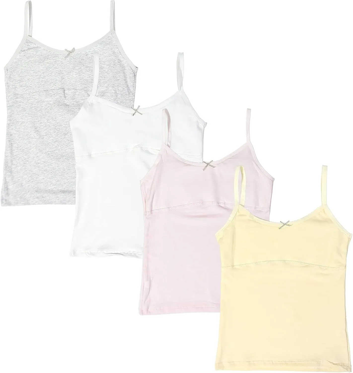 Teen Girls Basic Camisole,Cotton Lining Undershirts Girls Tank Tops 4 Pack