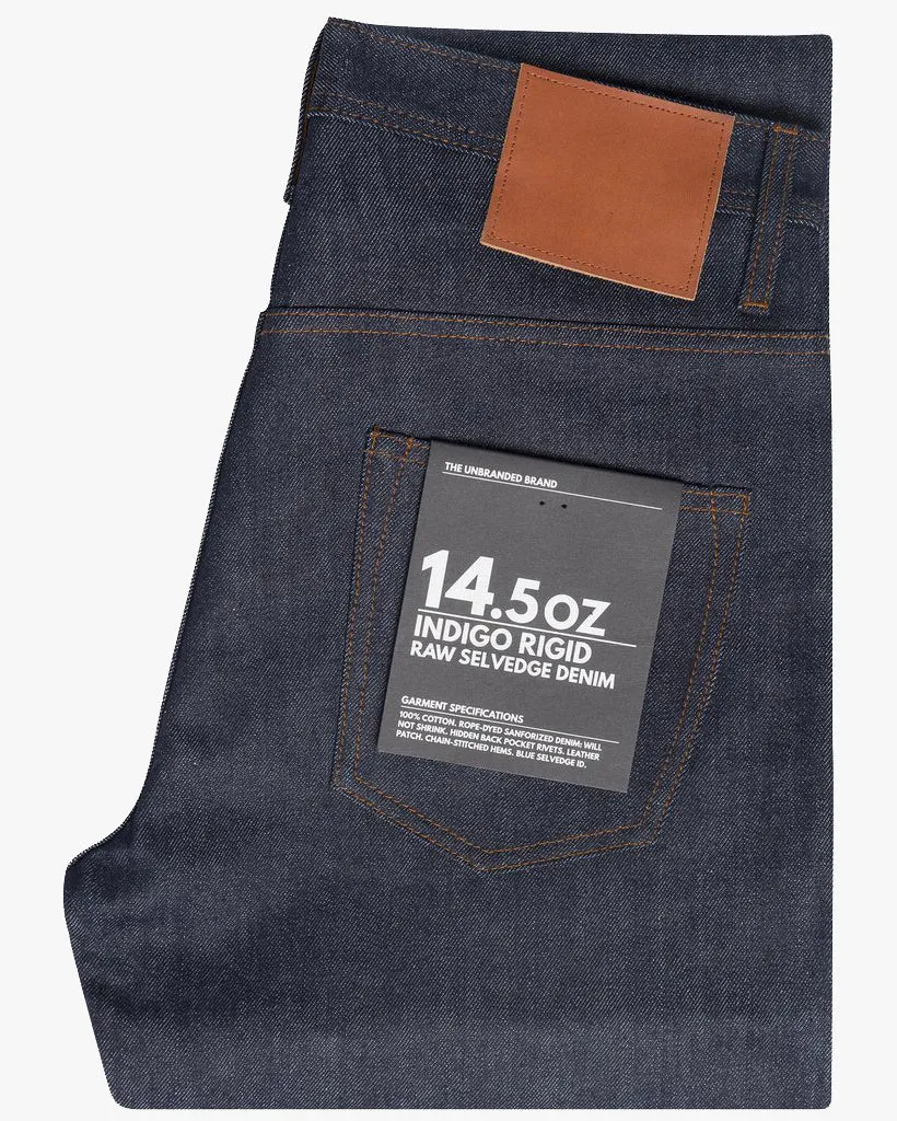 Unbranded UB601 Relaxed Tapered Mens Jeans - 14.5oz Indigo Selvedge
