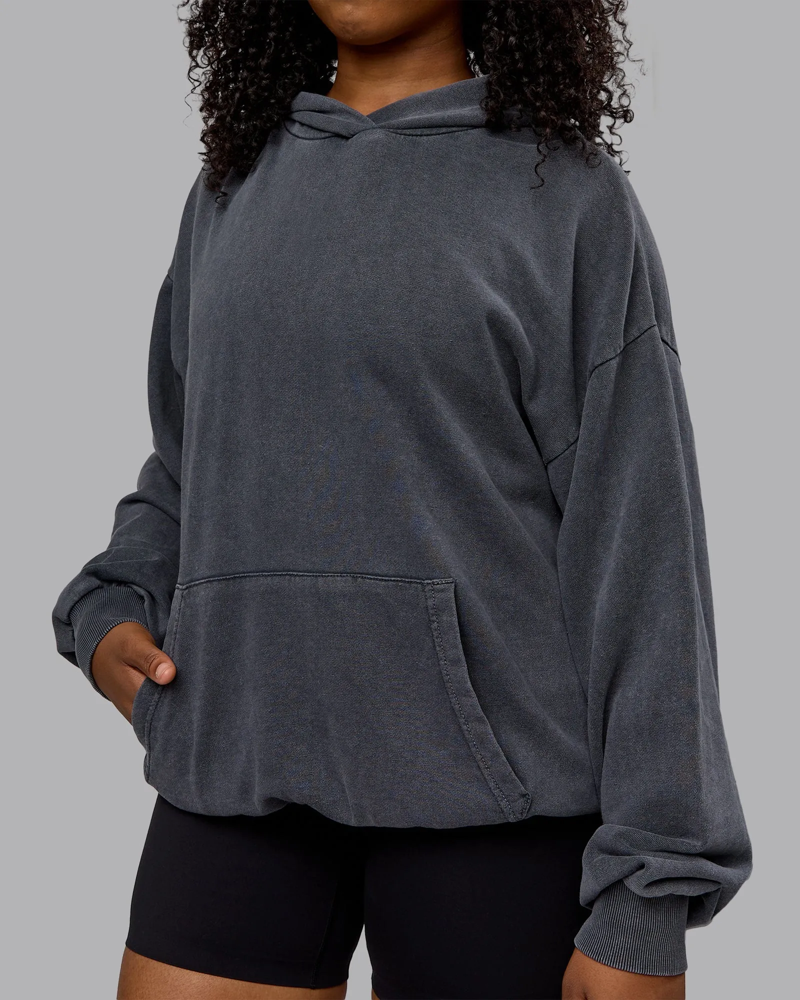 Unisex Washed Set the Standard Hoodie Oversize - Black-Greyish Purple