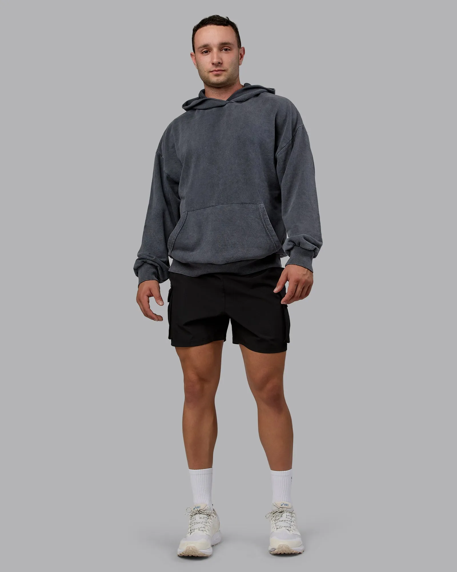 Unisex Washed Set the Standard Hoodie Oversize - Black-Greyish Purple