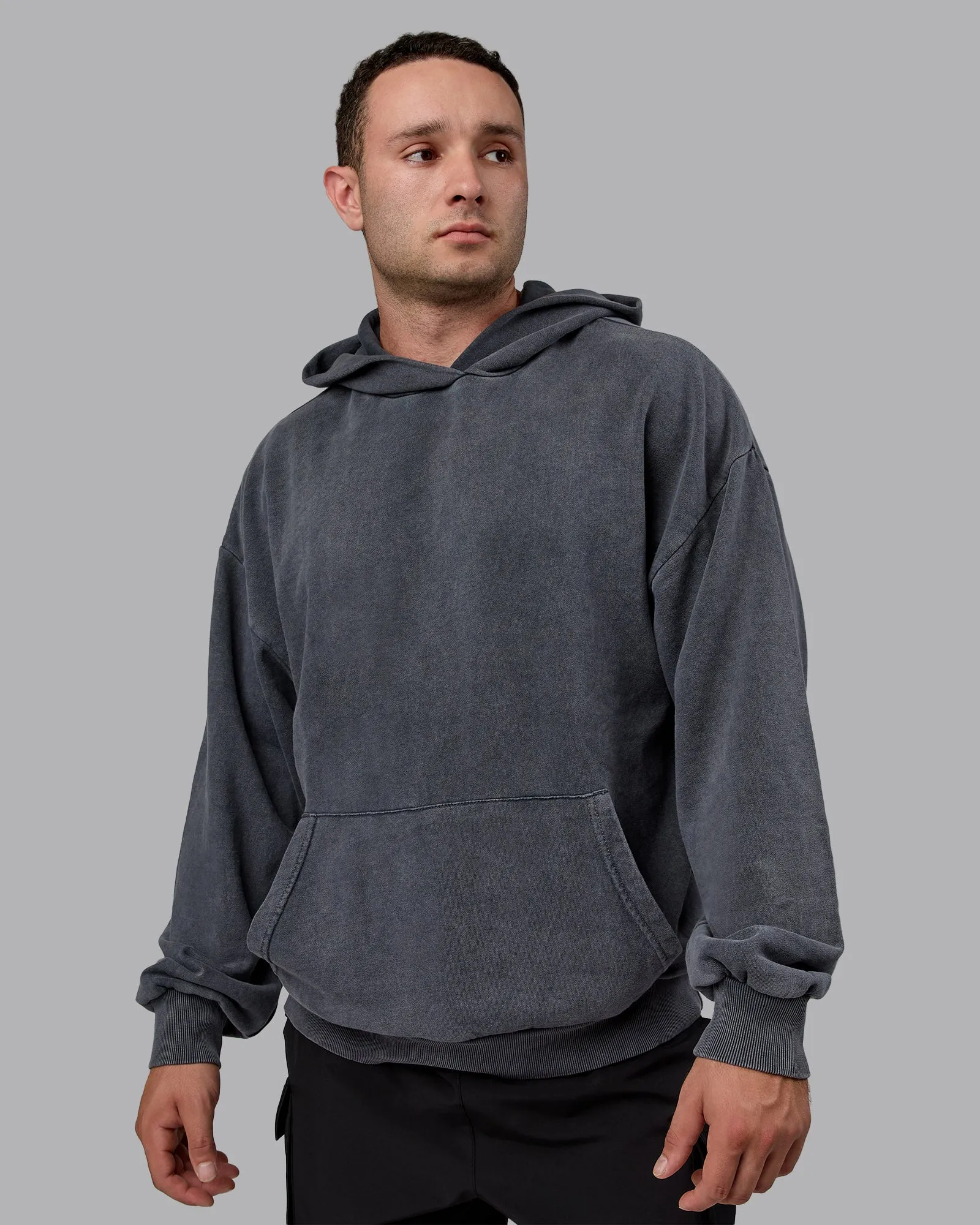 Unisex Washed Set the Standard Hoodie Oversize - Black-Greyish Purple