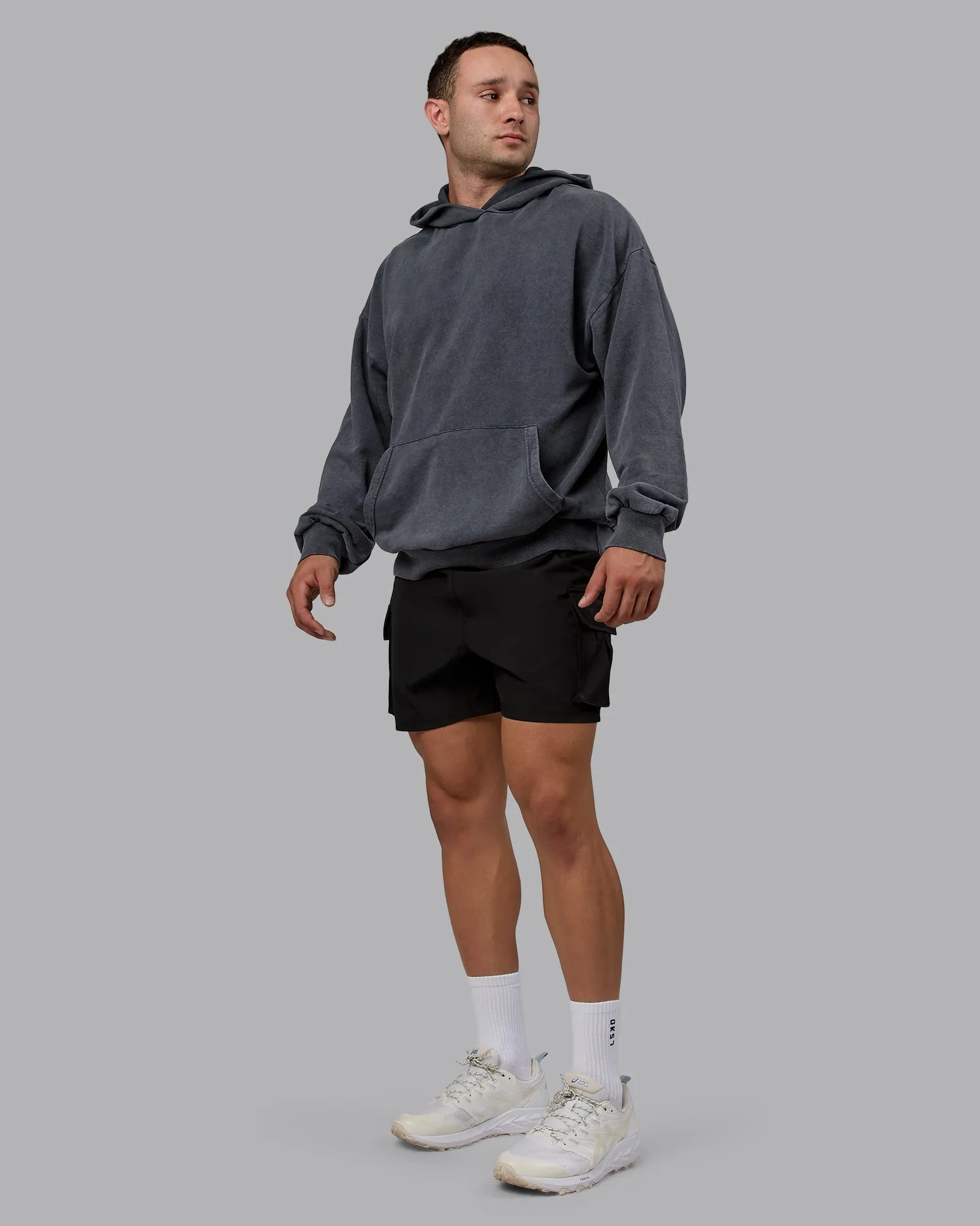 Unisex Washed Set the Standard Hoodie Oversize - Black-Greyish Purple