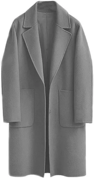 utcoco Womens Overcoat Fall Winter Notch Lapel Long Woolen Trench Coats with Pockets