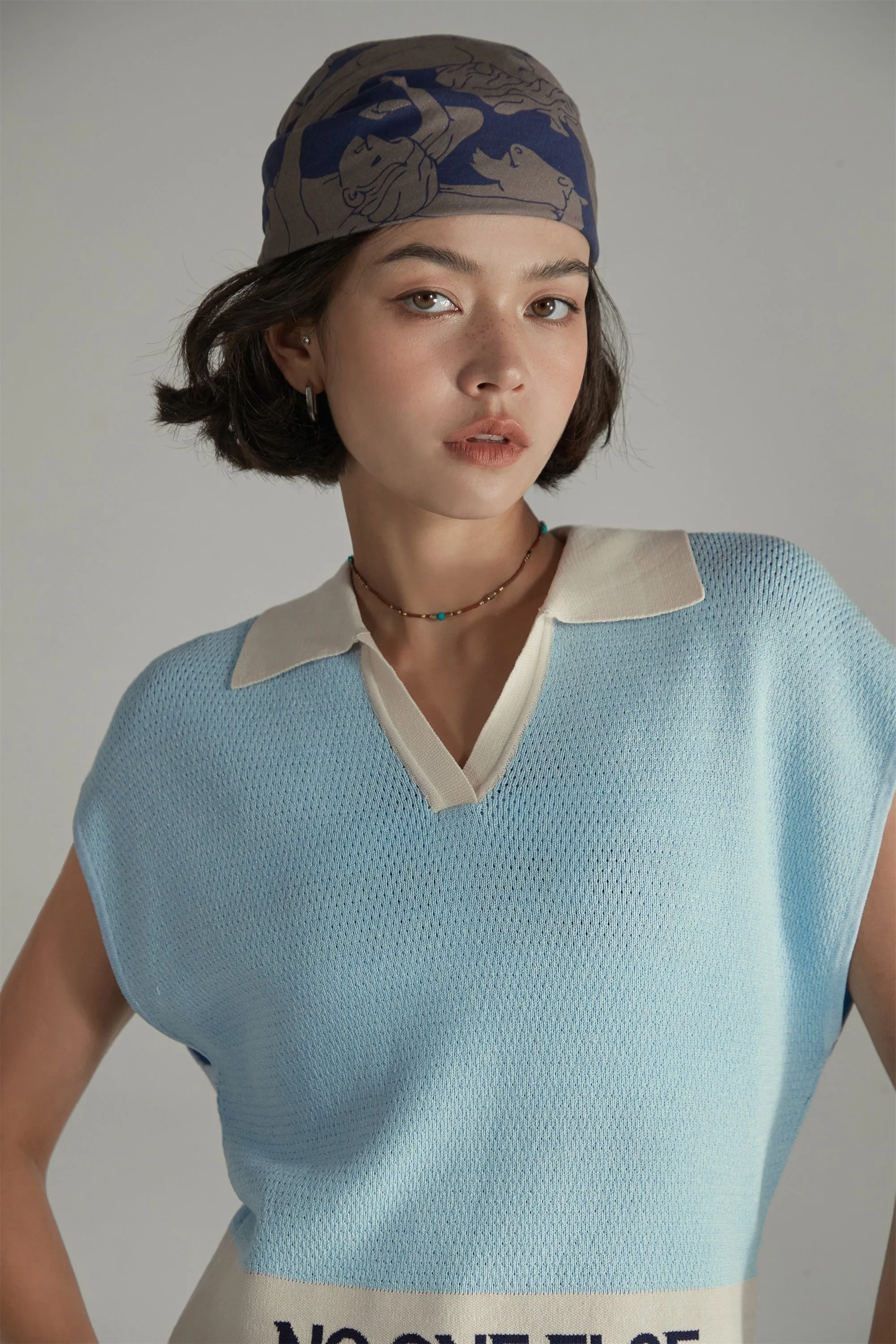 V-Neck Eyelet Knit Vest