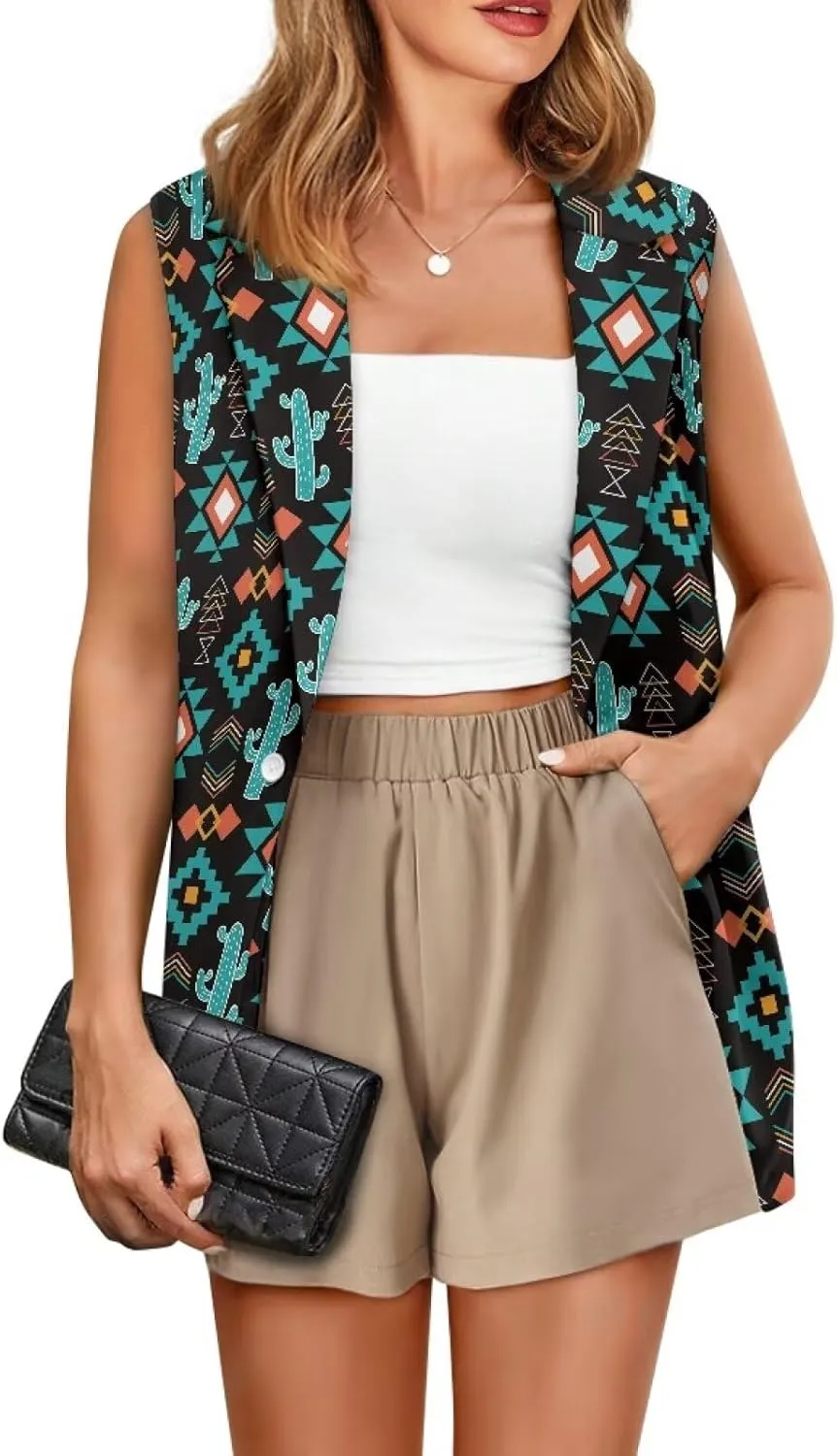 Western Vest For Women,Casual Women Suit Vest,Slim Sleeveless Blazers,S-5XL