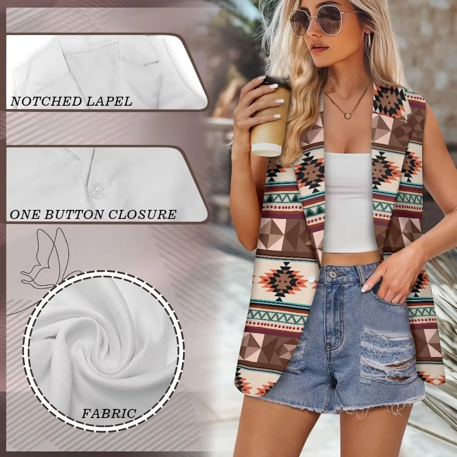 Western Vest For Women,Casual Women Suit Vest,Slim Sleeveless Blazers,S-5XL