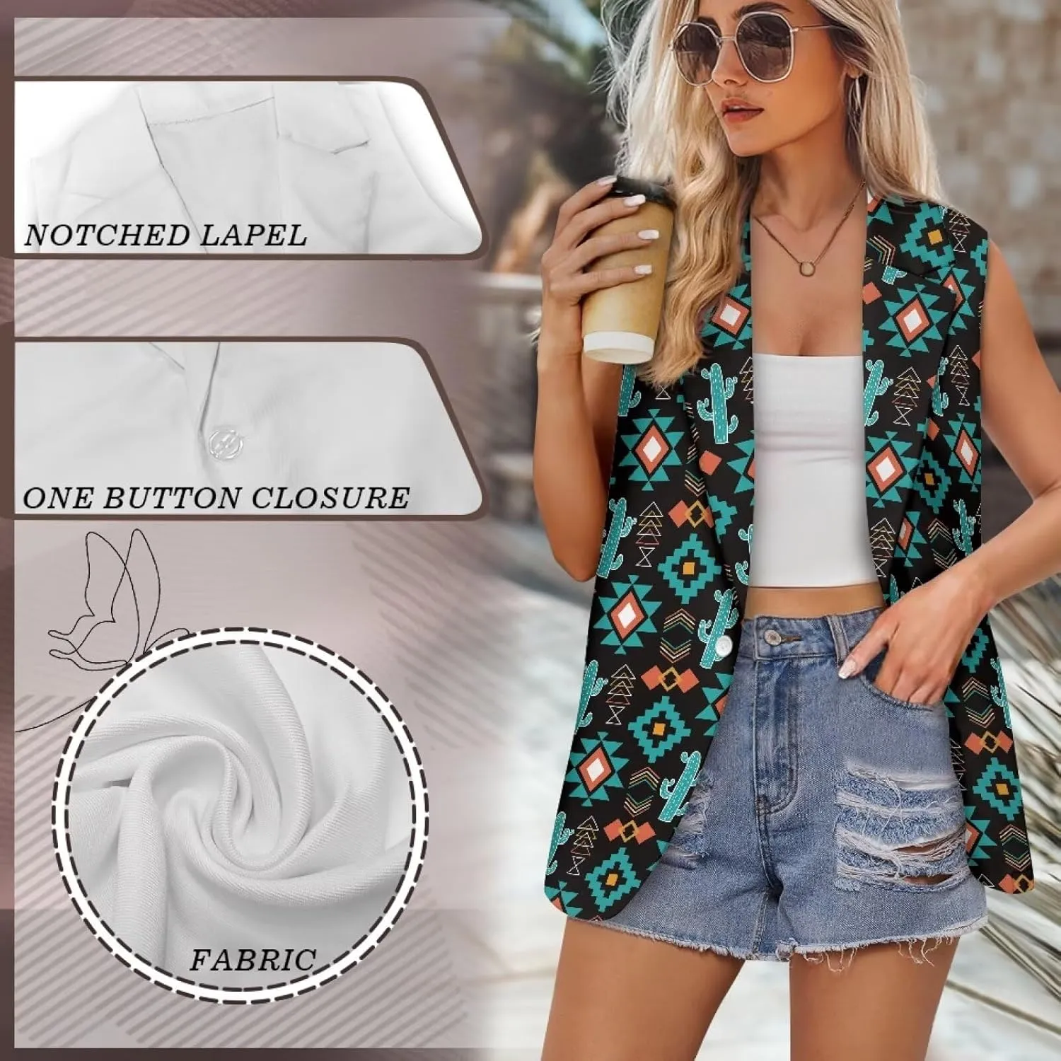 Western Vest For Women,Casual Women Suit Vest,Slim Sleeveless Blazers,S-5XL