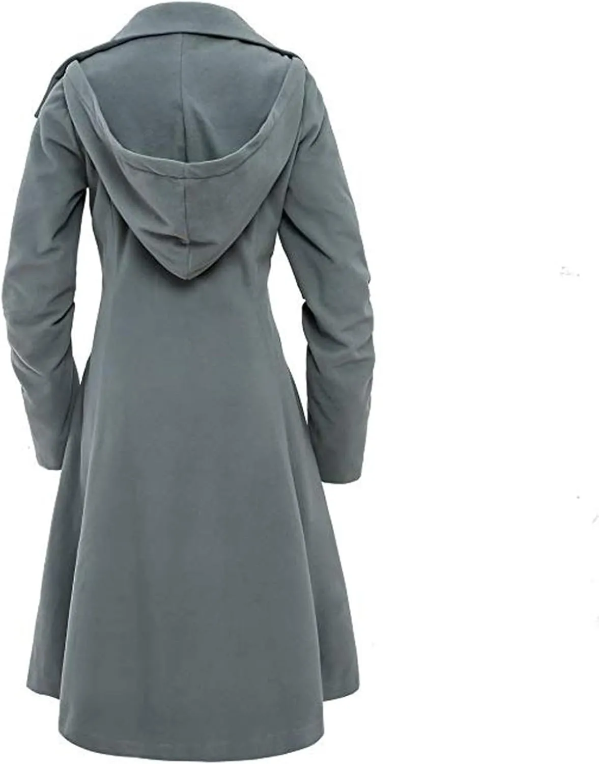 Winter Coats For Women Notch Lapel Double Breasted Pea Coats Swing Trench Coat Dressy Pleated Hooded Overcoats