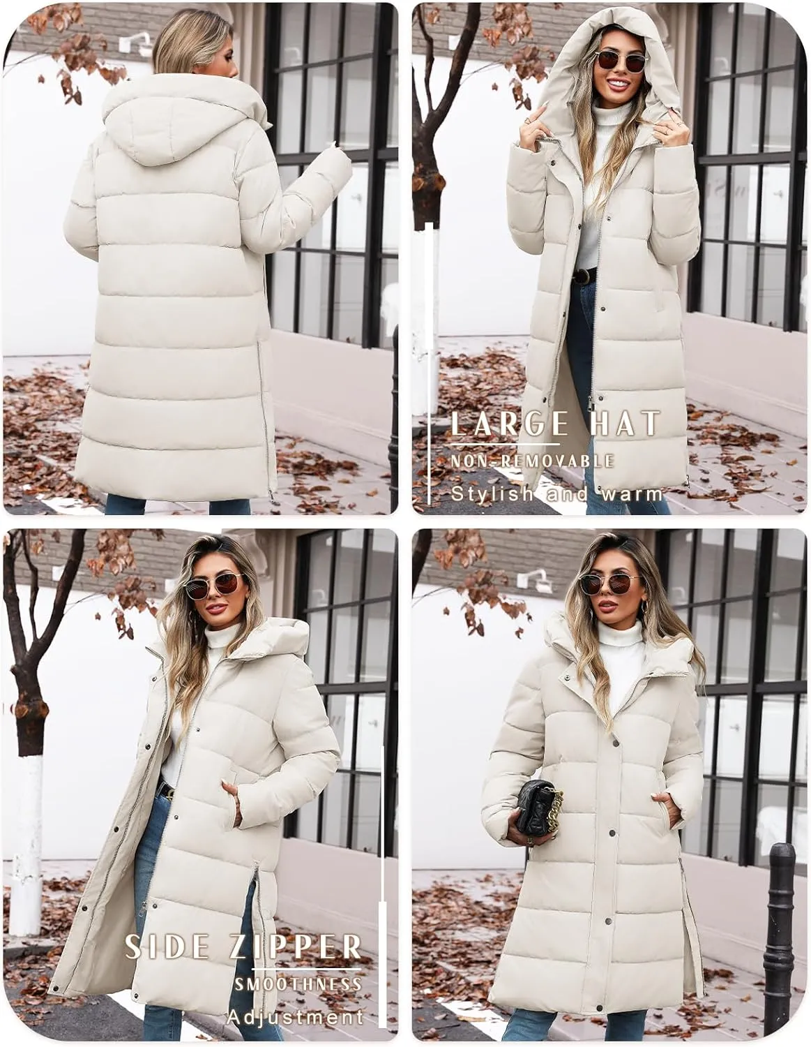 Winter Coats for Women-Puffer Jacket Hooded Warm Winter Long Coat Thickened Down Alternative Jacket Outwear