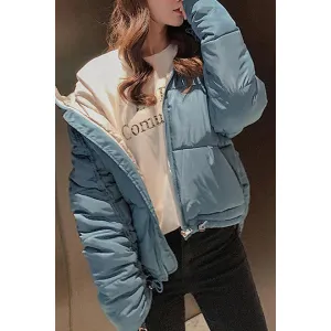 Women Loose Cotton Padded Zipper Up Winter Jacket - WJC23581