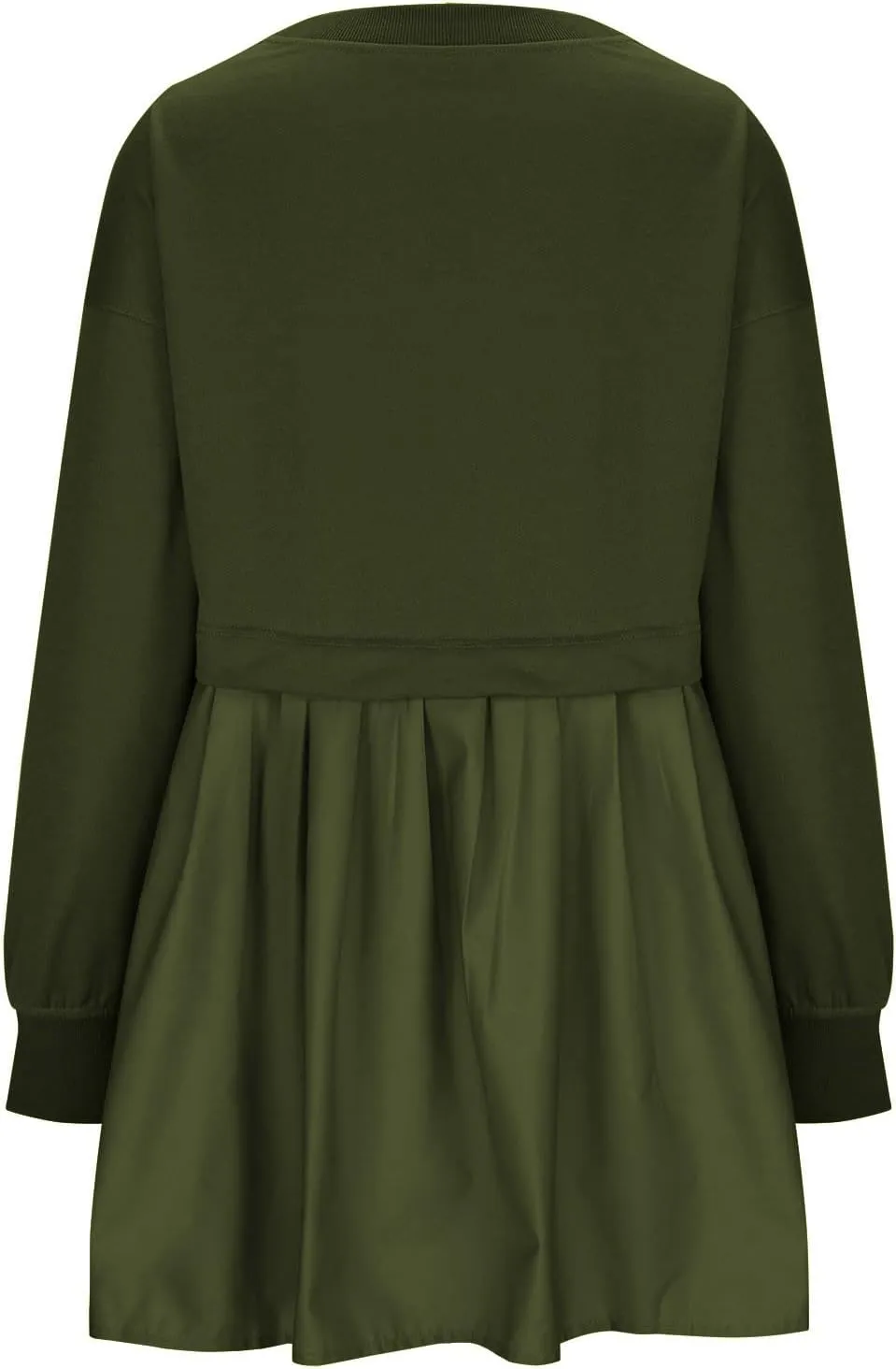 Women Oversized Sweatshirts Dress Long Sleeve Crewneck Patchwork Pleated Pullover Top Mini Dress Fall Outfits 2024