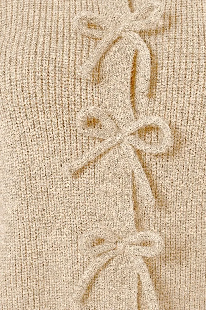 Women's Cardigan Sweaters Bow Button Down Cardigans Fall Fashion Clothes Knit Tie Open Front Coats