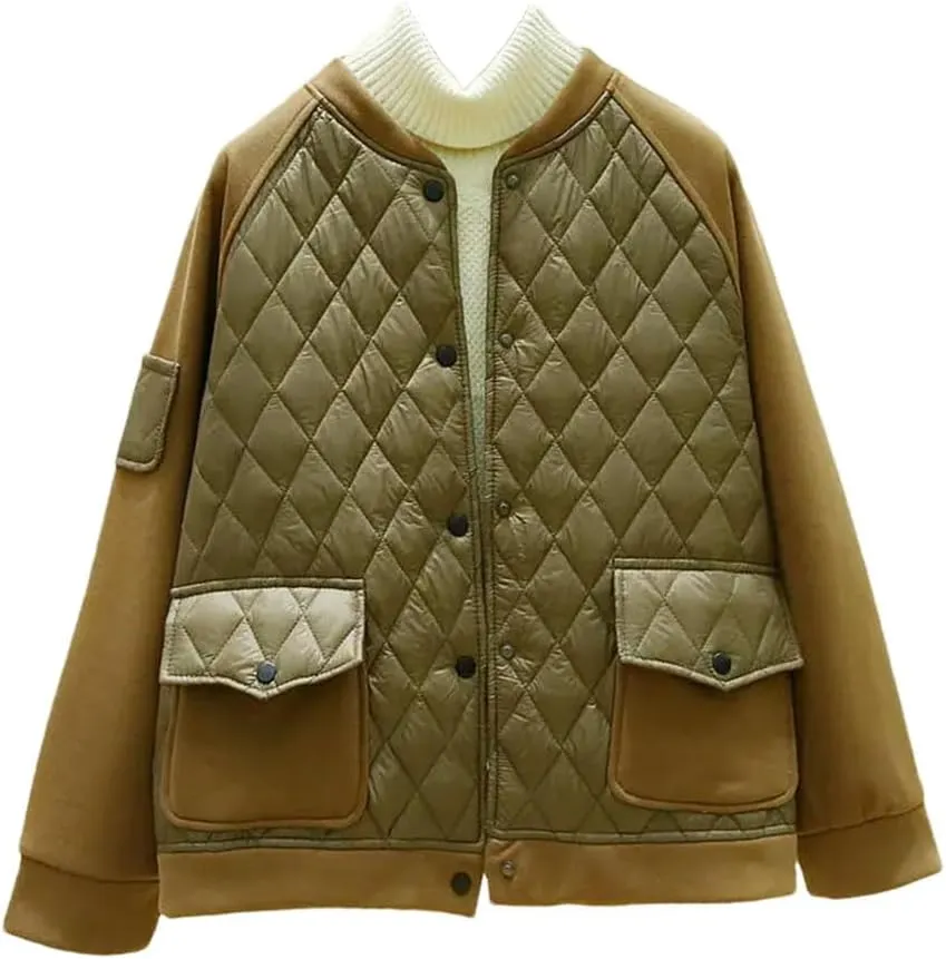 Womens Cotton Jacket Winter Down Cotton Coats Student Outwear Korean Loose Cotton-Padded Jacket Puffer Parkas
