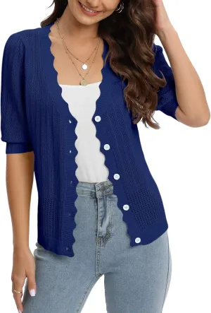 Womens Cropped Cardigan Knit Shrugs for Dresses Tops V Neck Button Down Cardigans Sweaters