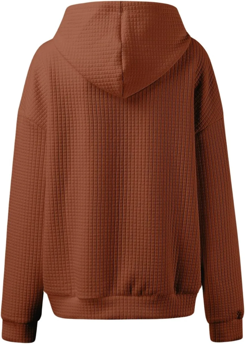 Womens Hoodies Casual Long Sleeve Waffle Knit Hooded Sweatshirts Solid Color Drawstring Pullover Sweaters Warm Tops
