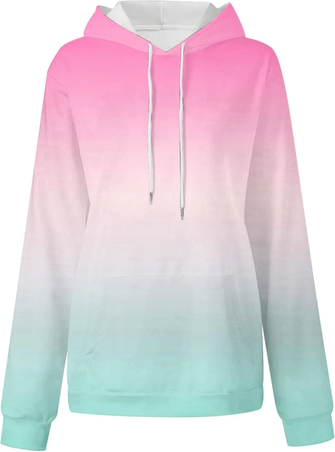 Women's Oversized Hoodies Plus Size Gradient Color Fall Tops Drawstring Trendy Pullover Tees Loose Preppy Clothes