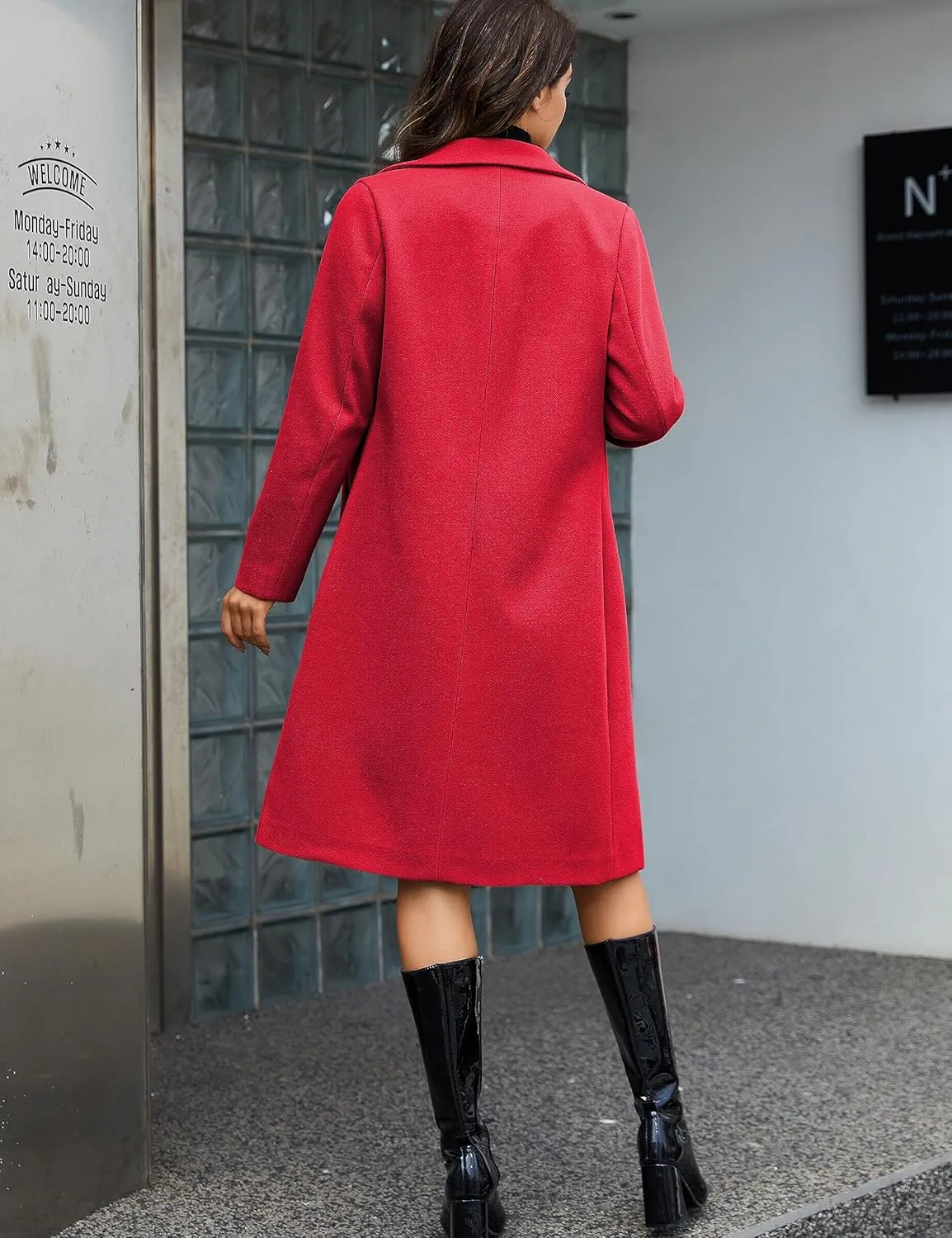 Yidarer Women's Wool Coat Mid-Long Notch Lapel Single Breasted Casual Trench Coats