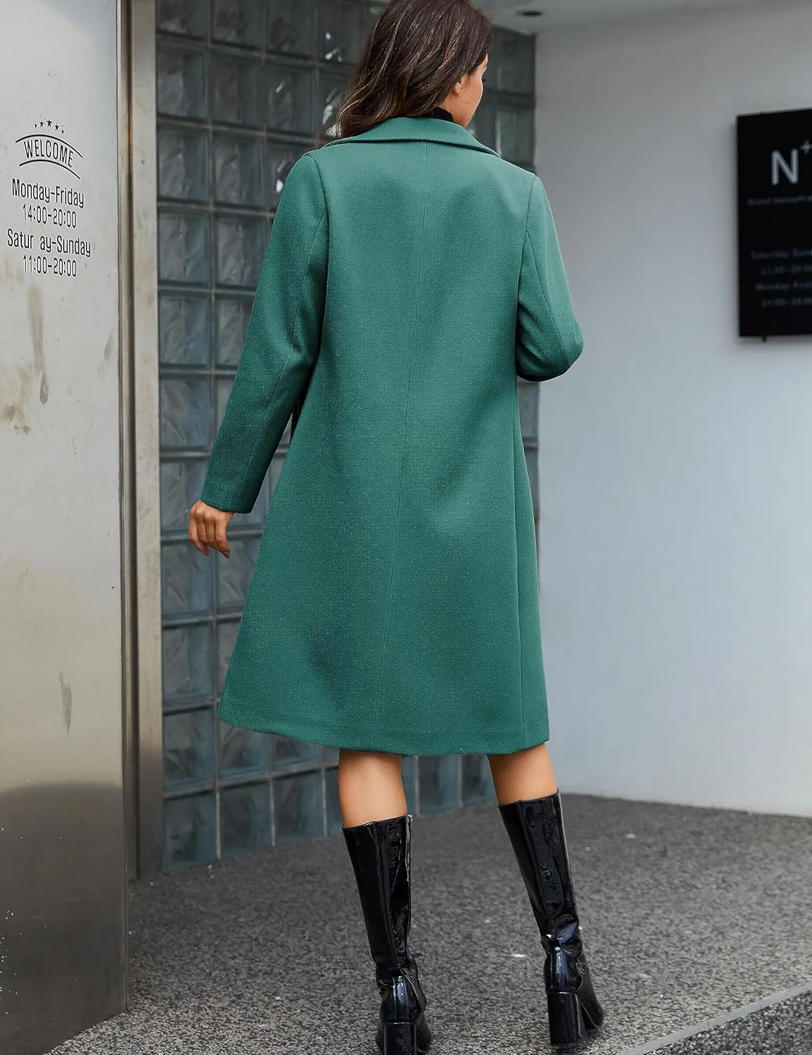 Yidarer Women's Wool Coat Mid-Long Notch Lapel Single Breasted Casual Trench Coats