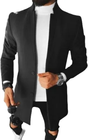 ZOCANIA Trench Coat Mens Wool Blend Notched Lapel Collar Single Breasted Overcoat Classic Peacoat Slim Fit Winter Midi Jacket